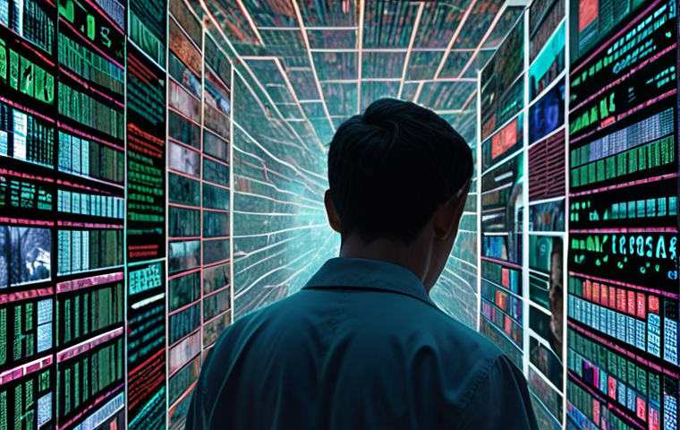 **Prompt:** A person standing overwhelmed amidst a chaotic torrent of glowing digital information, where headlines and images blur and distort. Screens display sensational, unverified news and deepfake-like faces, symbolizing information overload and the confusion of discerning truth in the AI era. Dark, disorienting atmosphere with data streams.