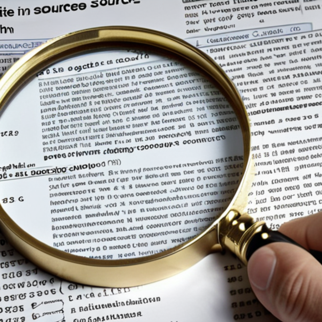 A person using a magnifying glass to examine the source code of a website, symbolizing the importance of checking information sources.