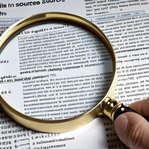Home 8 A person using a magnifying glass to examine the source code of a website, symbolizing the importance of checking information sources.